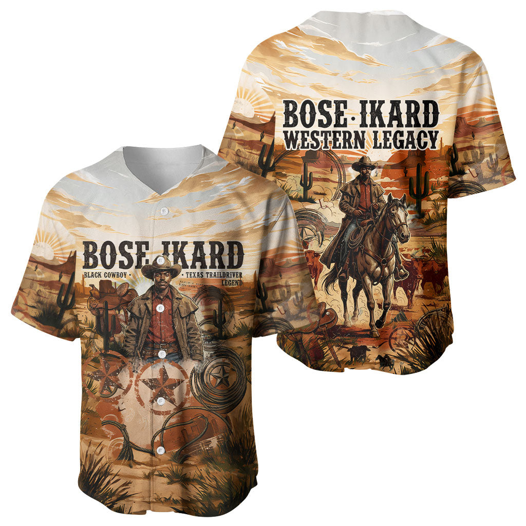 Bose Ikard Black Cowboy Texas Trail Driver Baseball Jersey Vintage Western Desert Collage African American History Art