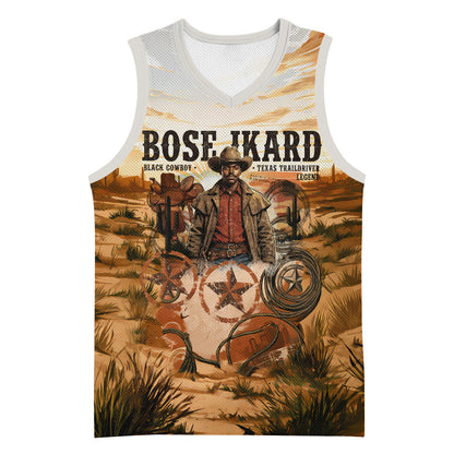 Bose Ikard Black Cowboy Texas Trail Driver Basketball Jersey Vintage Western Desert Collage African American History Art