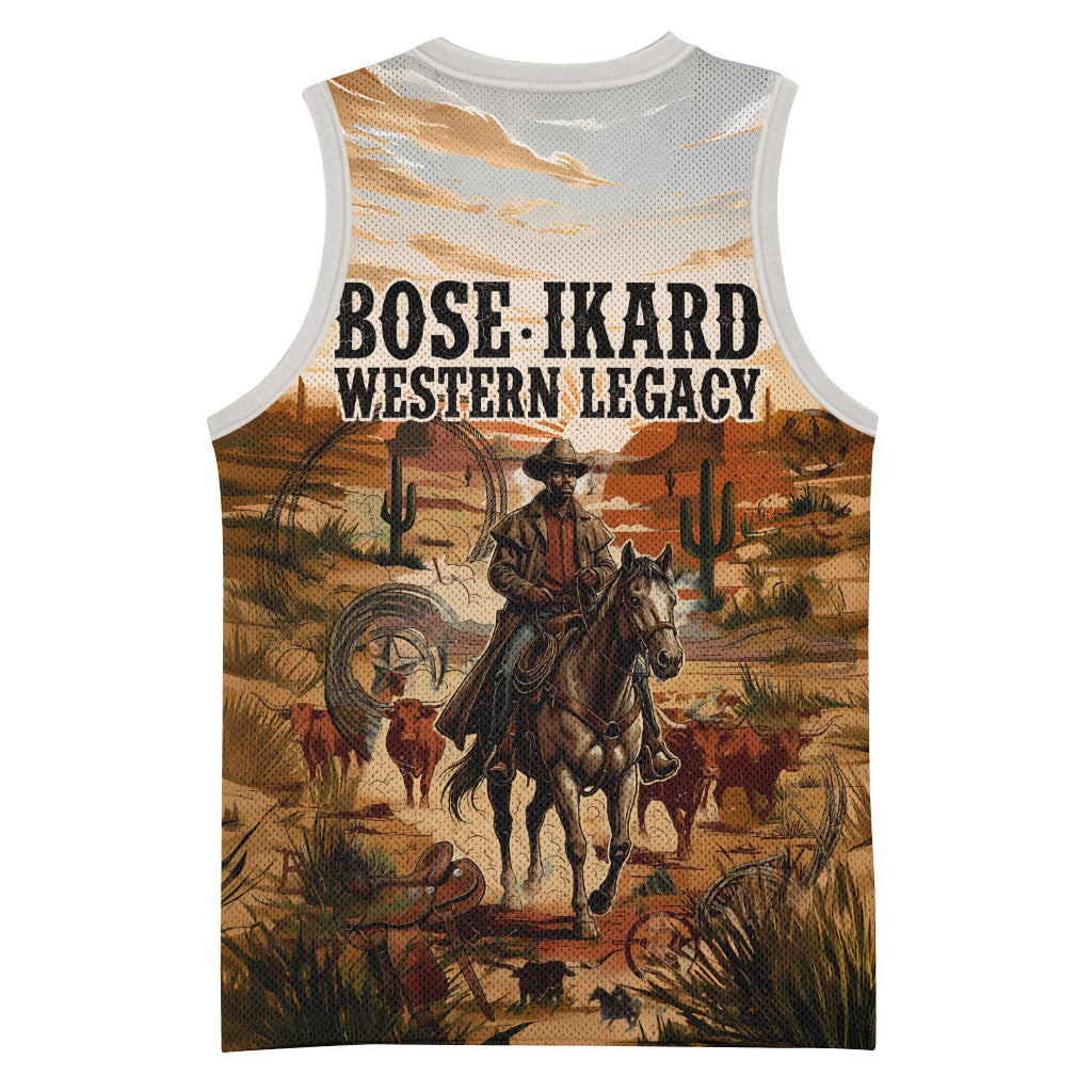 Bose Ikard Black Cowboy Texas Trail Driver Basketball Jersey Vintage Western Desert Collage African American History Art