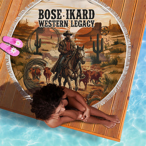 Bose Ikard Black Cowboy Texas Trail Driver Beach Blanket Vintage Western Desert Collage African American History Art