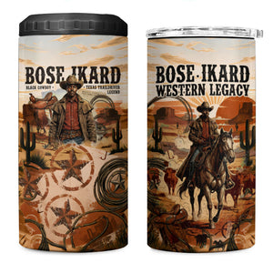 Bose Ikard Black Cowboy Texas Trail Driver 4 in 1 Can Cooler Tumbler Vintage Western Desert Collage African American History Art