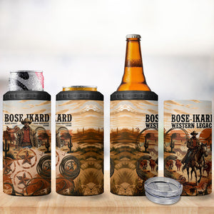 Bose Ikard Black Cowboy Texas Trail Driver 4 in 1 Can Cooler Tumbler Vintage Western Desert Collage African American History Art