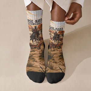 Bose Ikard Black Cowboy Texas Trail Driver Crew Socks Vintage Western Desert Collage African American History Art