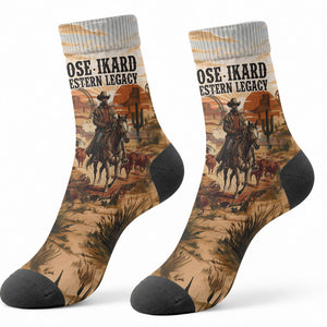 Bose Ikard Black Cowboy Texas Trail Driver Crew Socks Vintage Western Desert Collage African American History Art