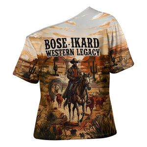 Bose Ikard Black Cowboy Texas Trail Driver Cross Shoulder Shirt Vintage Western Desert Collage African American History Art