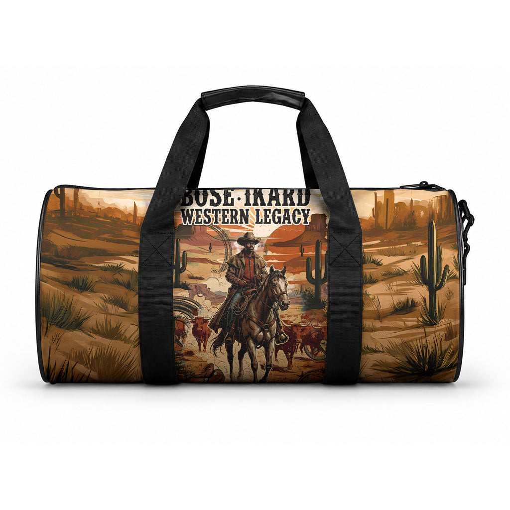 Bose Ikard Black Cowboy Texas Trail Driver Duffle Bag Vintage Western Desert Collage African American History Art