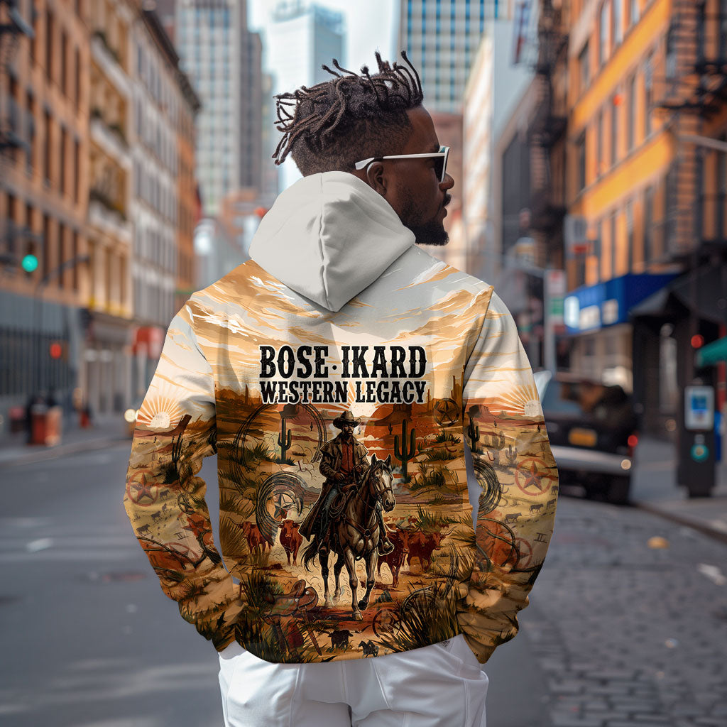 Bose Ikard Black Cowboy Texas Trail Driver Hoodie Vintage Western Desert Collage African American History Art