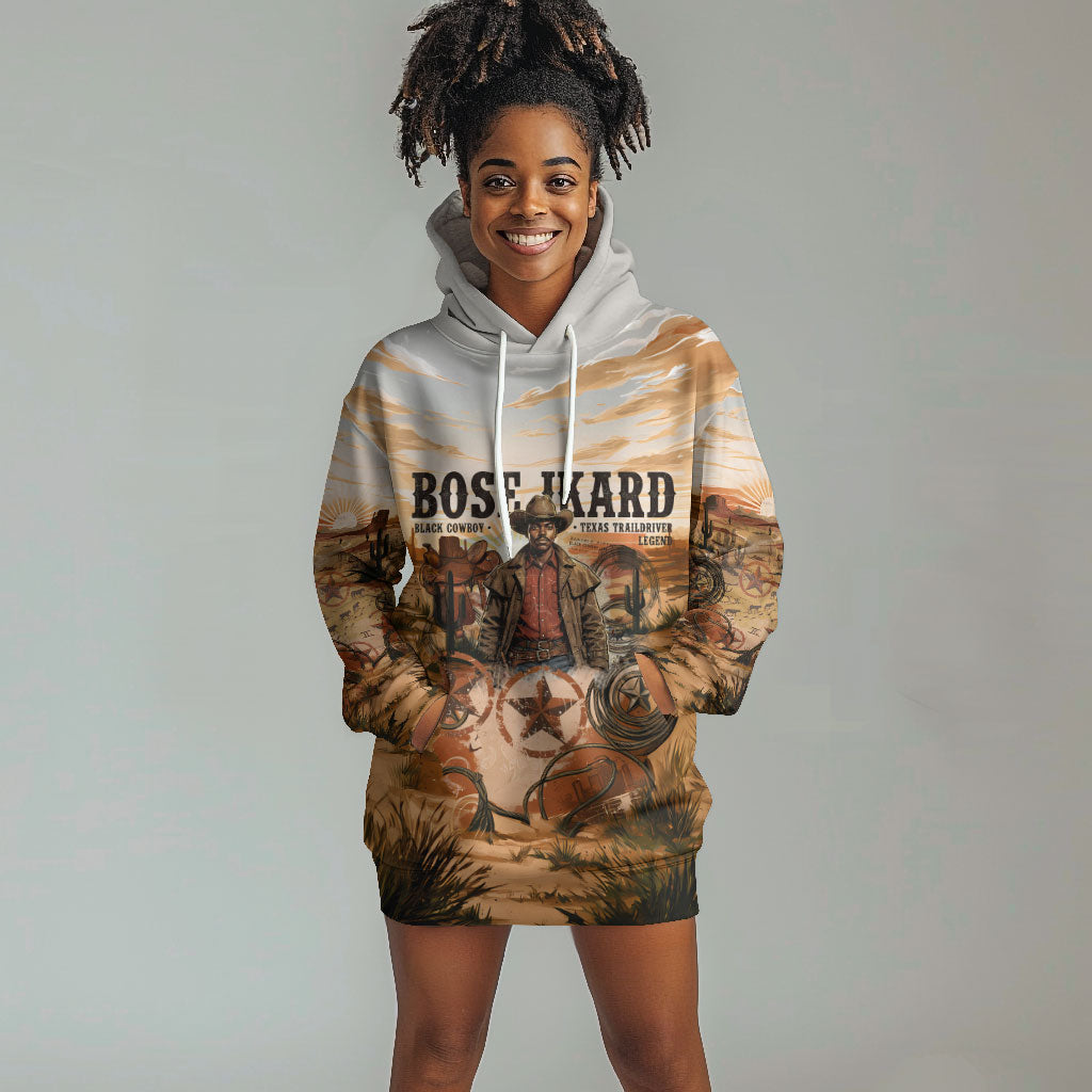 Bose Ikard Black Cowboy Texas Trail Driver Hoodie Dress Vintage Western Desert Collage African American History Art