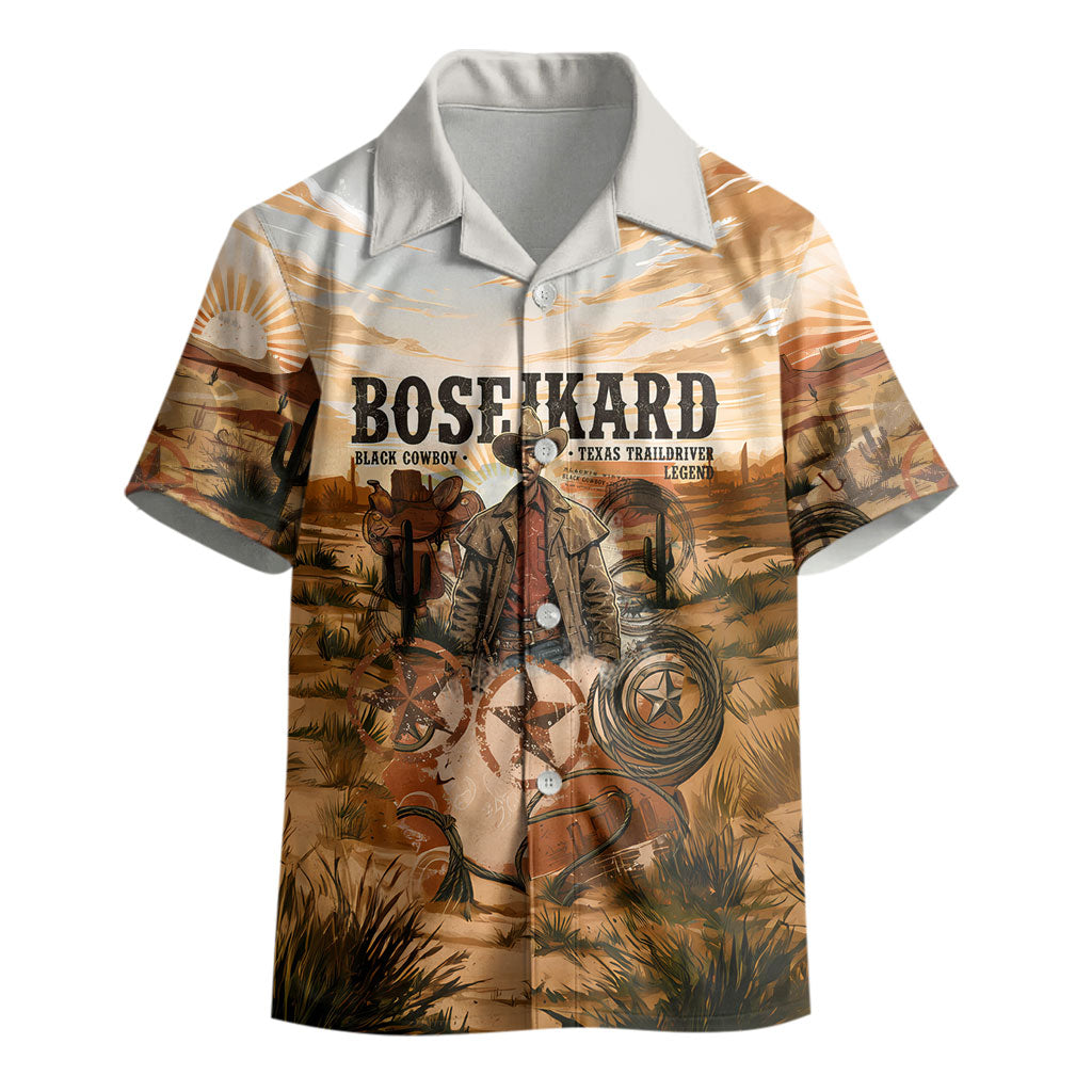 Bose Ikard Black Cowboy Texas Trail Driver Kid Hawaiian Shirt Vintage Western Desert Collage African American History Art