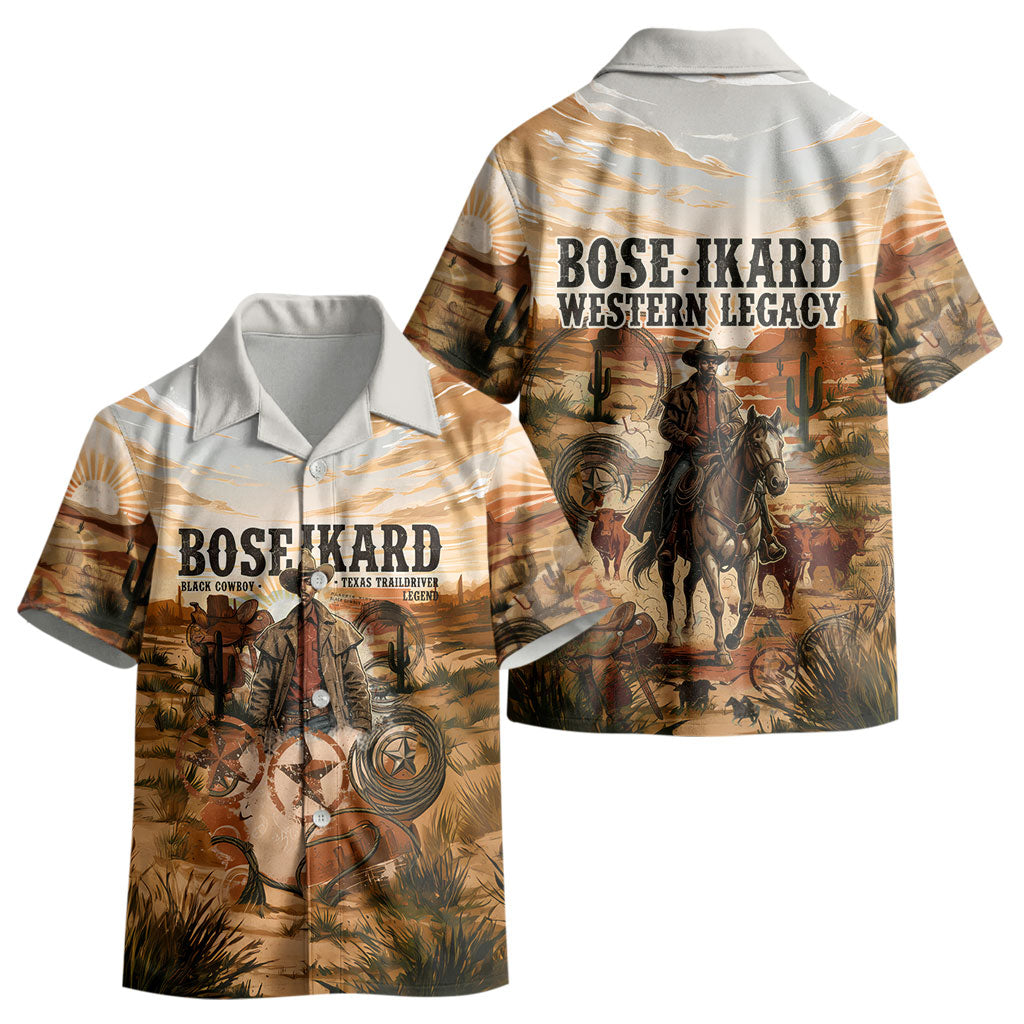 Bose Ikard Black Cowboy Texas Trail Driver Kid Hawaiian Shirt Vintage Western Desert Collage African American History Art
