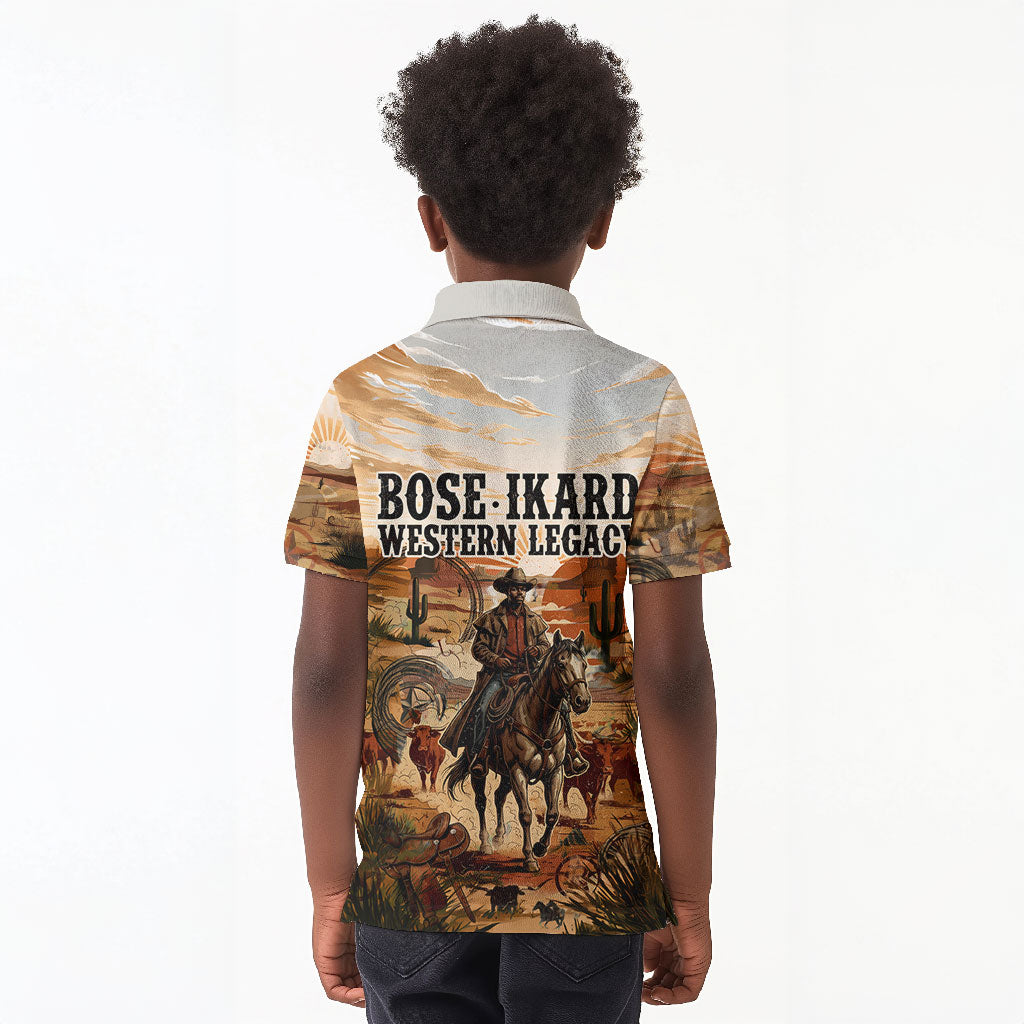 Bose Ikard Black Cowboy Texas Trail Driver Kid Polo Shirt Vintage Western Desert Collage African American History Art