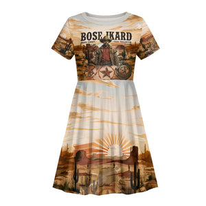 Bose Ikard Black Cowboy Texas Trail Driver Kid Short Sleeve Dress Vintage Western Desert Collage African American History Art