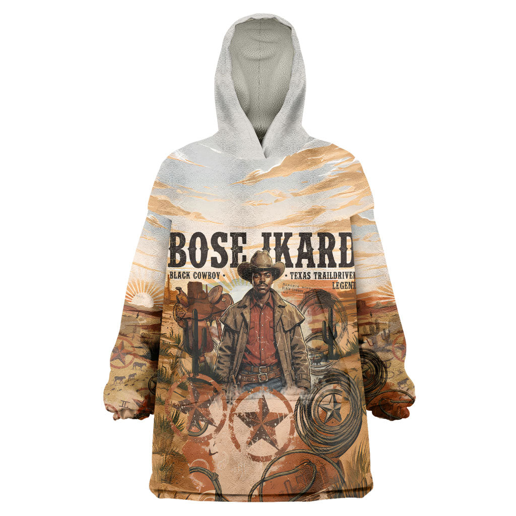 Bose Ikard Black Cowboy Texas Trail Driver Kid Wearable Blanket Hoodie Vintage Western Desert Collage African American History Art