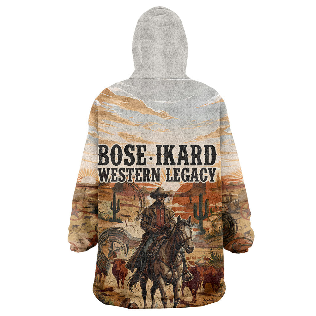 Bose Ikard Black Cowboy Texas Trail Driver Kid Wearable Blanket Hoodie Vintage Western Desert Collage African American History Art