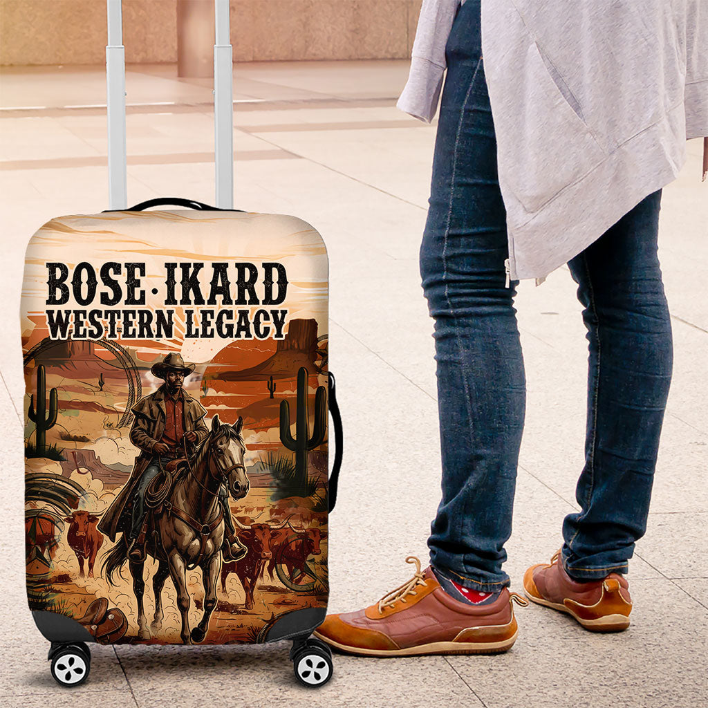 Bose Ikard Black Cowboy Texas Trail Driver Luggage Cover Vintage Western Desert Collage African American History Art