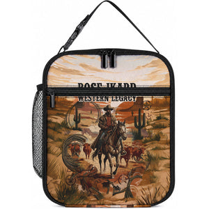 Bose Ikard Black Cowboy Texas Trail Driver Lunch Bag Vintage Western Desert Collage African American History Art