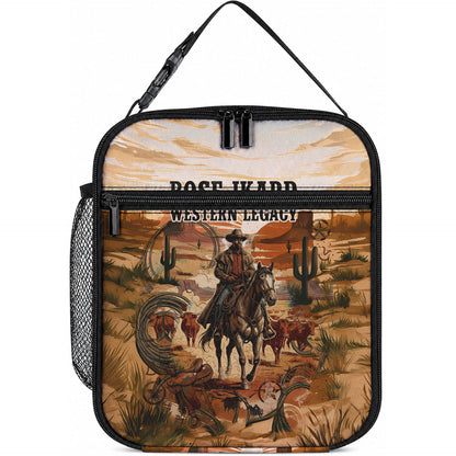Bose Ikard Black Cowboy Texas Trail Driver Lunch Bag Vintage Western Desert Collage African American History Art