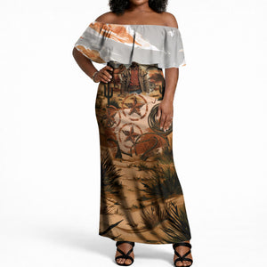 Bose Ikard Black Cowboy Texas Trail Driver Off Shoulder Maxi Dress Vintage Western Desert Collage African American History Art