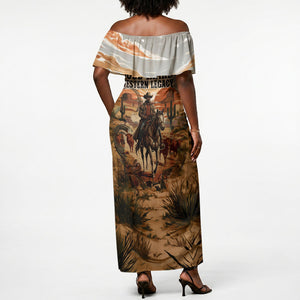 Bose Ikard Black Cowboy Texas Trail Driver Off Shoulder Maxi Dress Vintage Western Desert Collage African American History Art