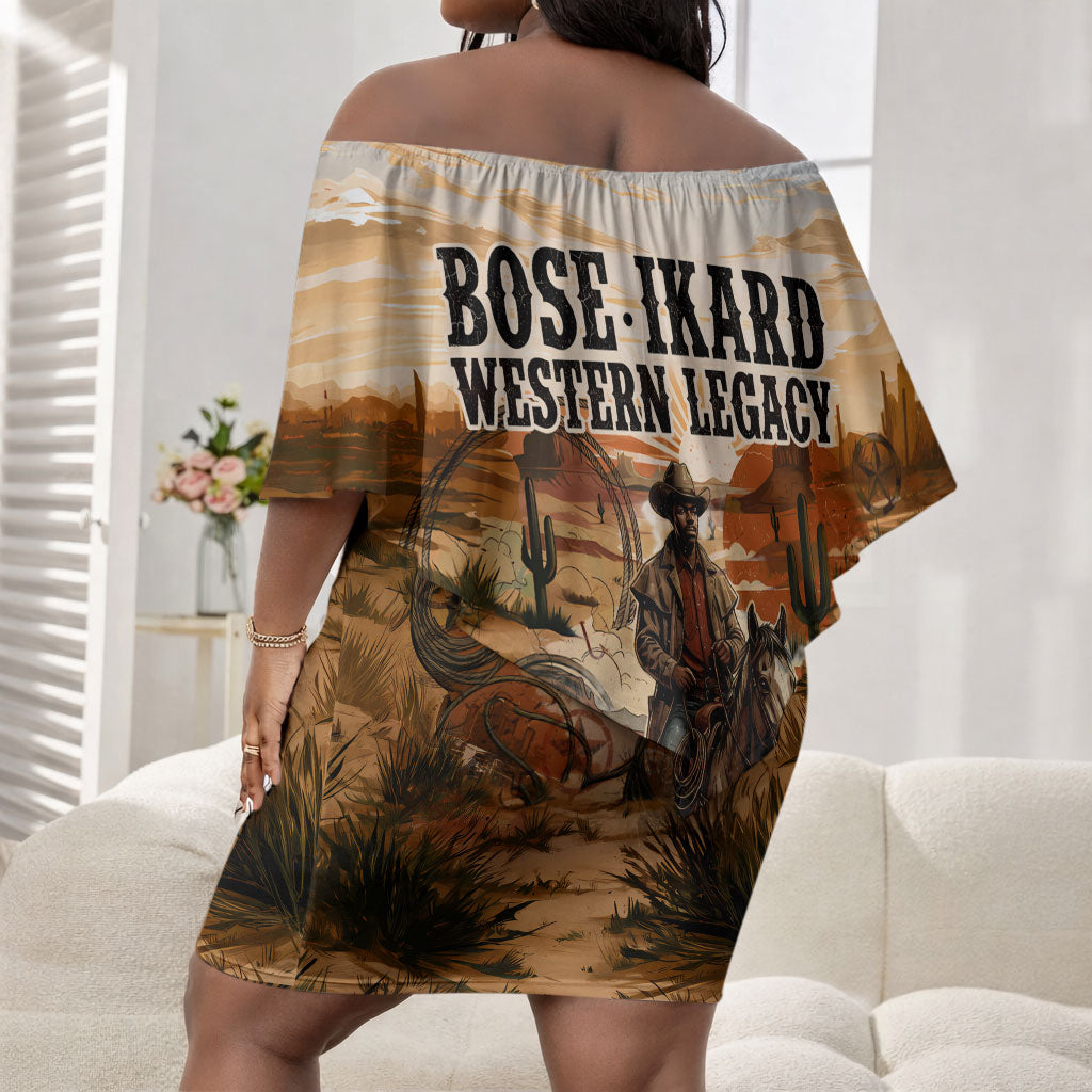Bose Ikard Black Cowboy Texas Trail Driver Off Shoulder Short Dress Vintage Western Desert Collage African American History Art