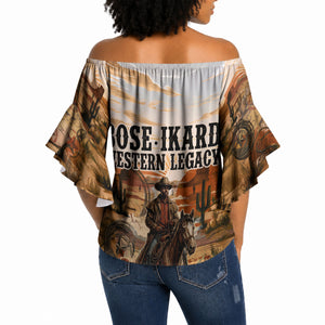 Bose Ikard Black Cowboy Texas Trail Driver Off Shoulder Wrap Waist Top Vintage Western Desert Collage African American History Art