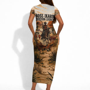 Bose Ikard Black Cowboy Texas Trail Driver Short Sleeve Bodycon Dress Vintage Western Desert Collage African American History Art