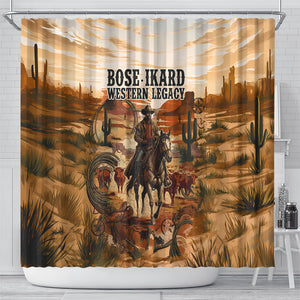 Bose Ikard Black Cowboy Texas Trail Driver Shower Curtain Vintage Western Desert Collage African American History Art