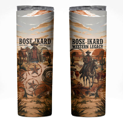 Bose Ikard Black Cowboy Texas Trail Driver Skinny Tumbler Vintage Western Desert Collage African American History Art