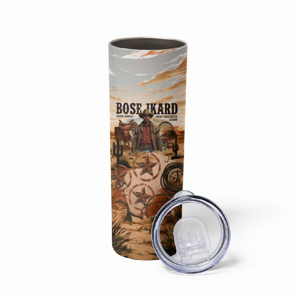 Bose Ikard Black Cowboy Texas Trail Driver Skinny Tumbler Vintage Western Desert Collage African American History Art