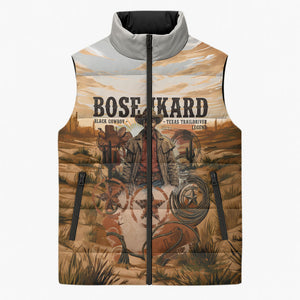 Bose Ikard Black Cowboy Texas Trail Driver Sleeveless Puffer Jacket Vintage Western Desert Collage African American History Art