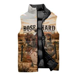 Bose Ikard Black Cowboy Texas Trail Driver Sleeveless Puffer Jacket Vintage Western Desert Collage African American History Art
