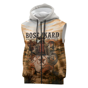 Bose Ikard Black Cowboy Texas Trail Driver Sleeveless Zip Hoodie Vintage Western Desert Collage African American History Art
