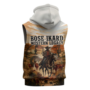 Bose Ikard Black Cowboy Texas Trail Driver Sleeveless Zip Hoodie Vintage Western Desert Collage African American History Art