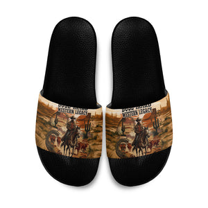 Bose Ikard Black Cowboy Texas Trail Driver Slide Sandals Vintage Western Desert Collage African American History Art