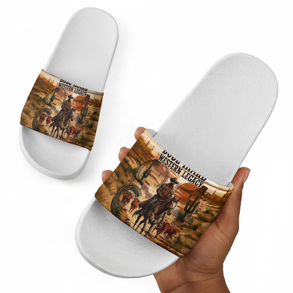 Bose Ikard Black Cowboy Texas Trail Driver Slide Sandals Vintage Western Desert Collage African American History Art