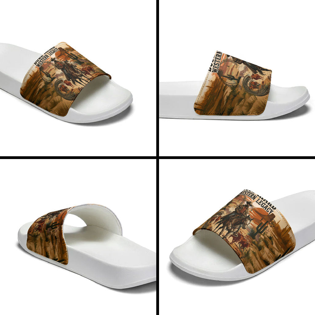 Bose Ikard Black Cowboy Texas Trail Driver Slide Sandals Vintage Western Desert Collage African American History Art