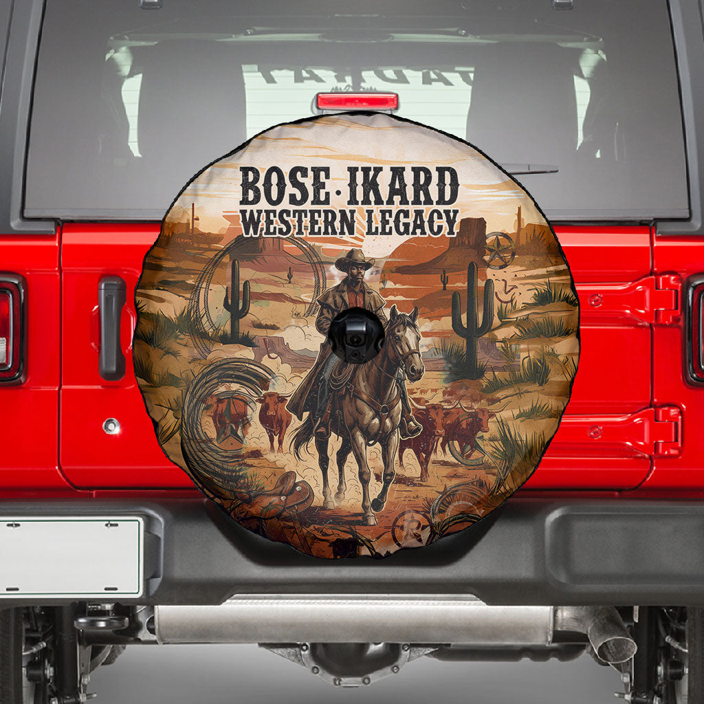 Bose Ikard Black Cowboy Texas Trail Driver Spare Tire Cover Vintage Western Desert Collage African American History Art