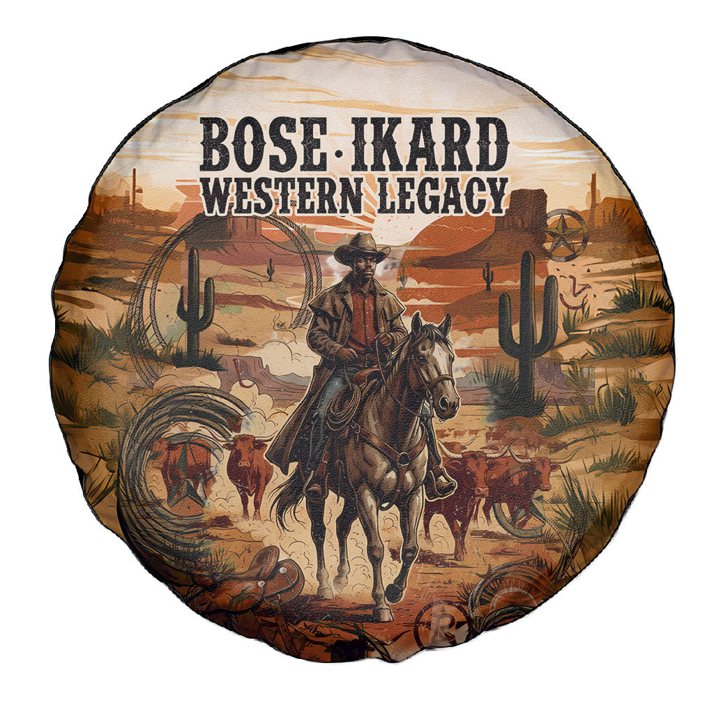 Bose Ikard Black Cowboy Texas Trail Driver Spare Tire Cover Vintage Western Desert Collage African American History Art