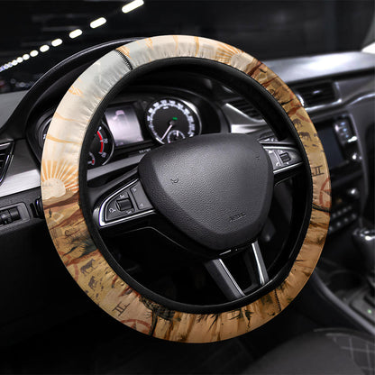 Bose Ikard Black Cowboy Texas Trail Driver Steering Wheel Cover Vintage Western Desert Collage African American History Art