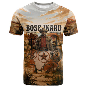 Bose Ikard Black Cowboy Texas Trail Driver T shirt Vintage Western Desert Collage African American History Art