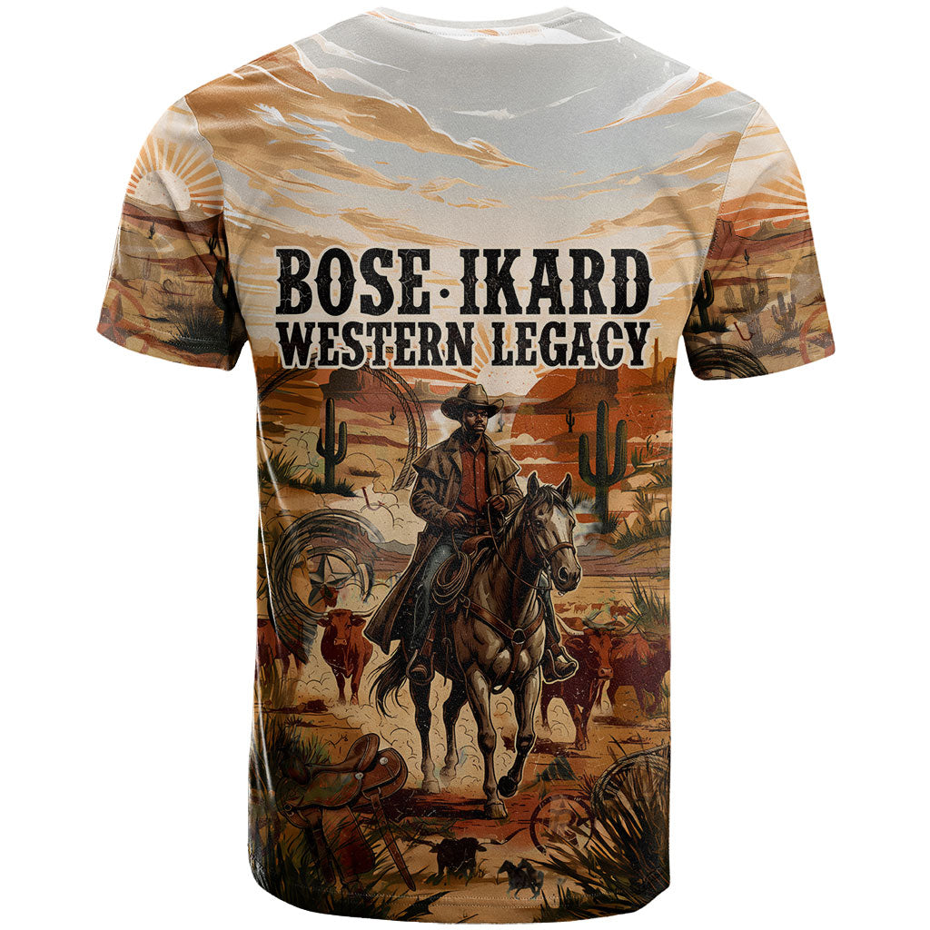 Bose Ikard Black Cowboy Texas Trail Driver T shirt Vintage Western Desert Collage African American History Art