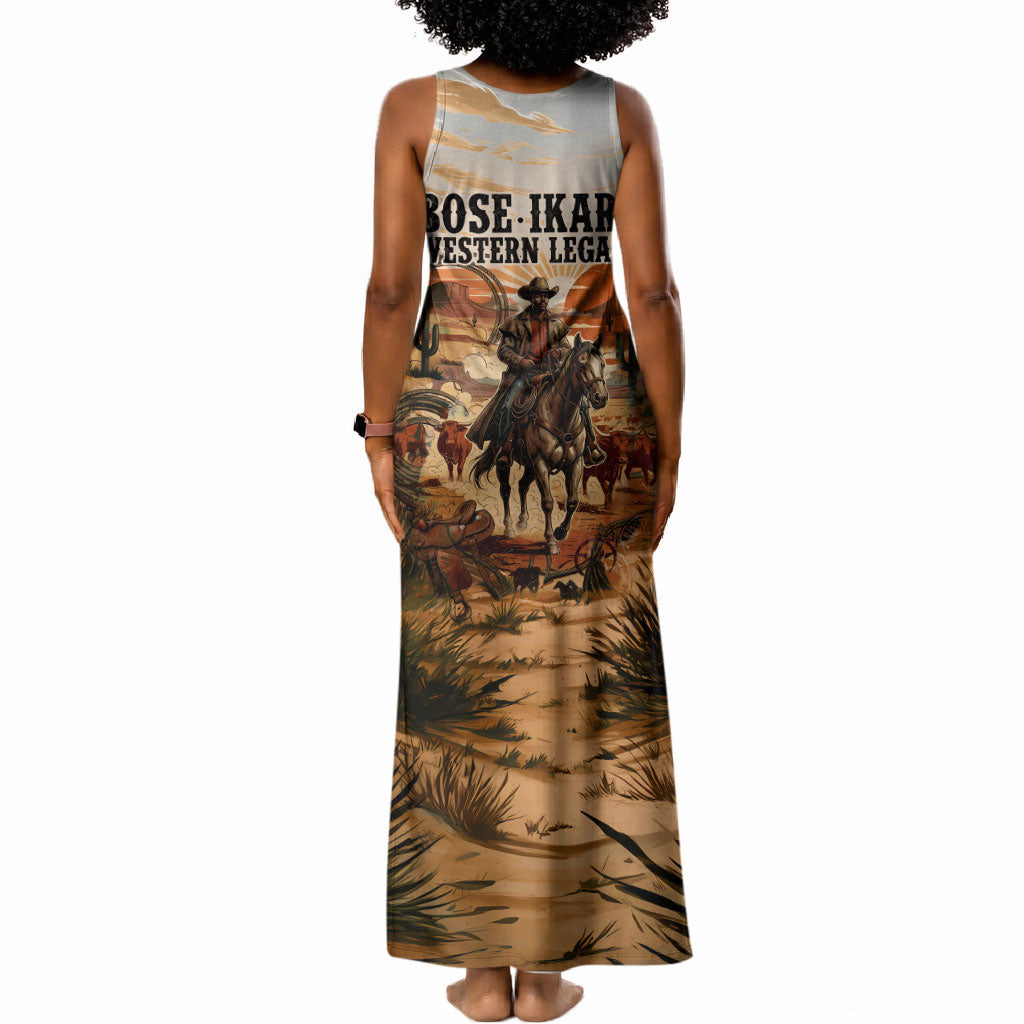Bose Ikard Black Cowboy Texas Trail Driver Tank Maxi Dress Vintage Western Desert Collage African American History Art