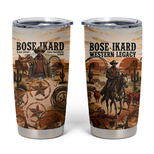Bose Ikard Black Cowboy Texas Trail Driver Tumbler Cup Vintage Western Desert Collage African American History Art