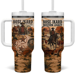 Bose Ikard Black Cowboy Texas Trail Driver Tumbler With Handle Vintage Western Desert Collage African American History Art