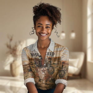 Bose Ikard Black Cowboy Texas Trail Driver Women Casual Shirt Vintage Western Desert Collage African American History Art