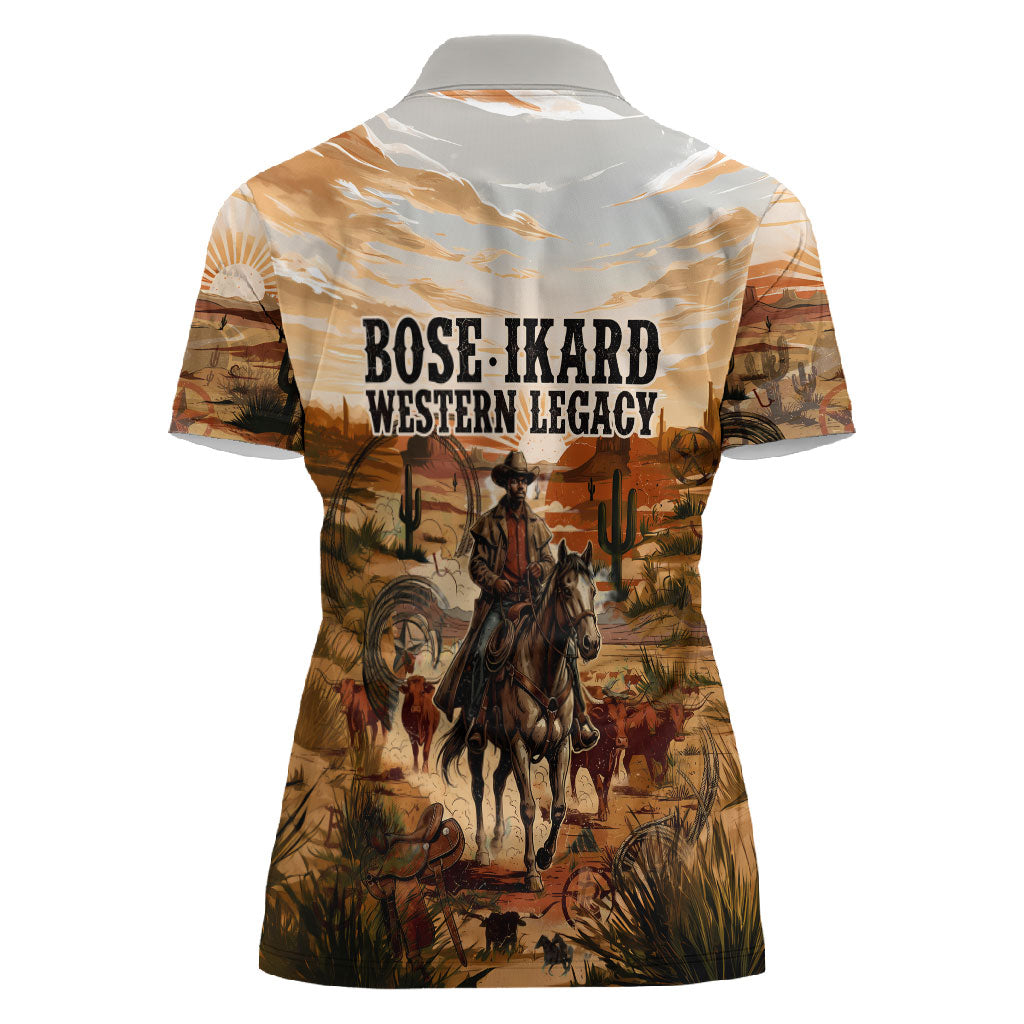 Bose Ikard Black Cowboy Texas Trail Driver Women Polo Shirt Vintage Western Desert Collage African American History Art