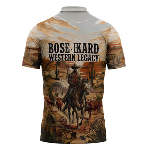 Bose Ikard Black Cowboy Texas Trail Driver Zipper Polo Shirt Vintage Western Desert Collage African American History Art
