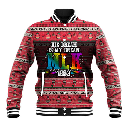 Martin Luther King Jr Christmas Baseball Jacket Civil Rights Quote Rainbow Gradient