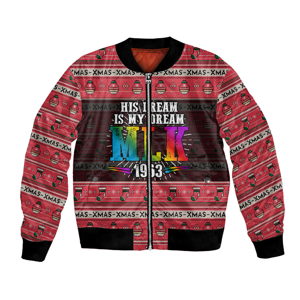 Martin Luther King Jr Christmas Bomber Jacket Civil Rights Quote Rainbow Gradient