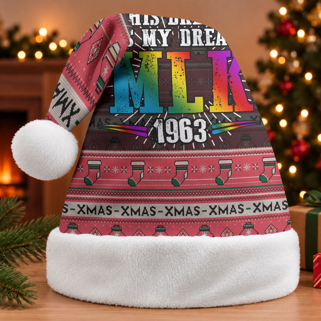 Martin Luther King Jr Christmas Santa Hat Civil Rights Quote Rainbow Gradient